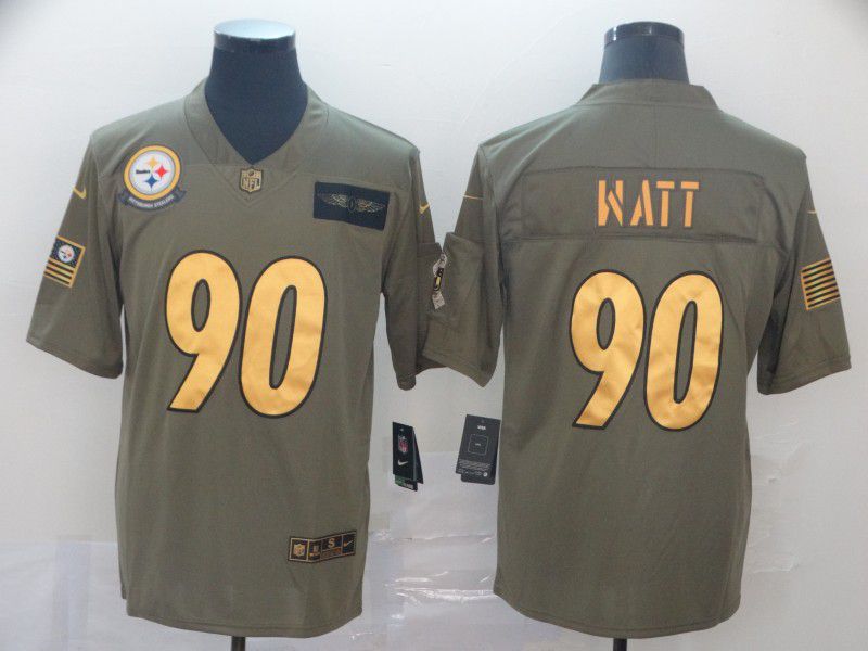 Men Pittsburgh Steelers 90 Watt green Nike Olive Salute To Service Limited NFL Jersey